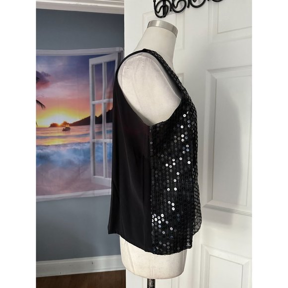 NWT Vintage black sleeveless sequin front tank MEDIUM - Picture 6 of 6